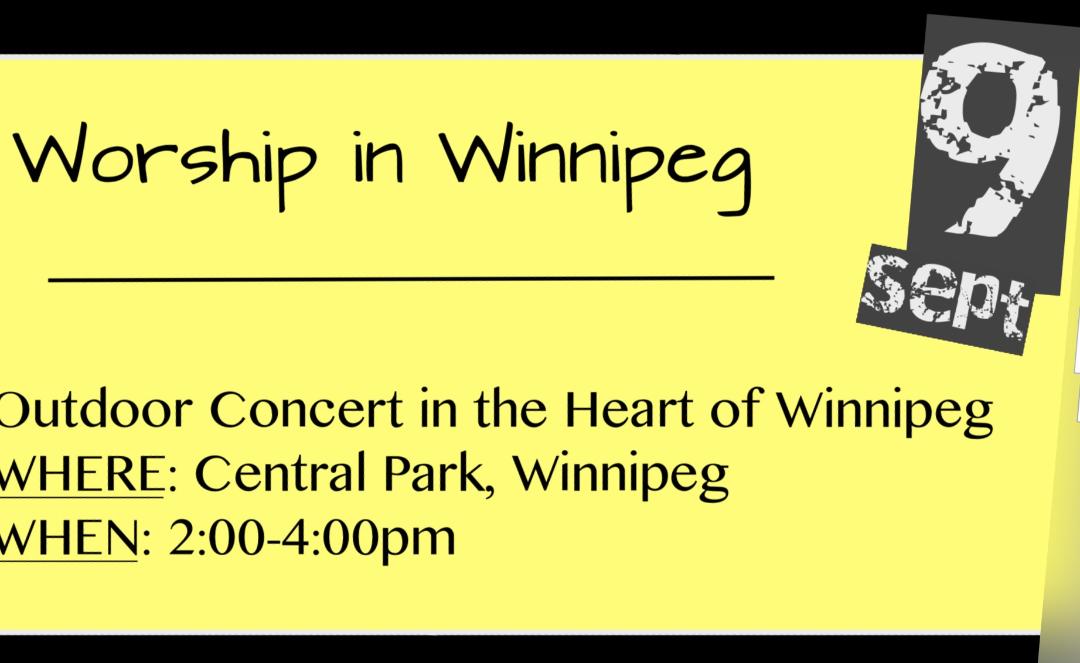 Worship in central Park Winnipeg