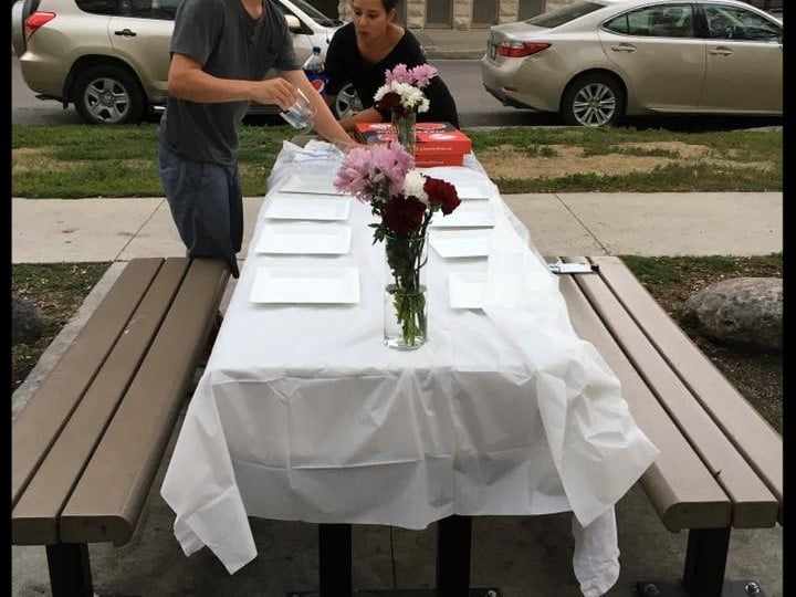 Banquet in central park for the homeless