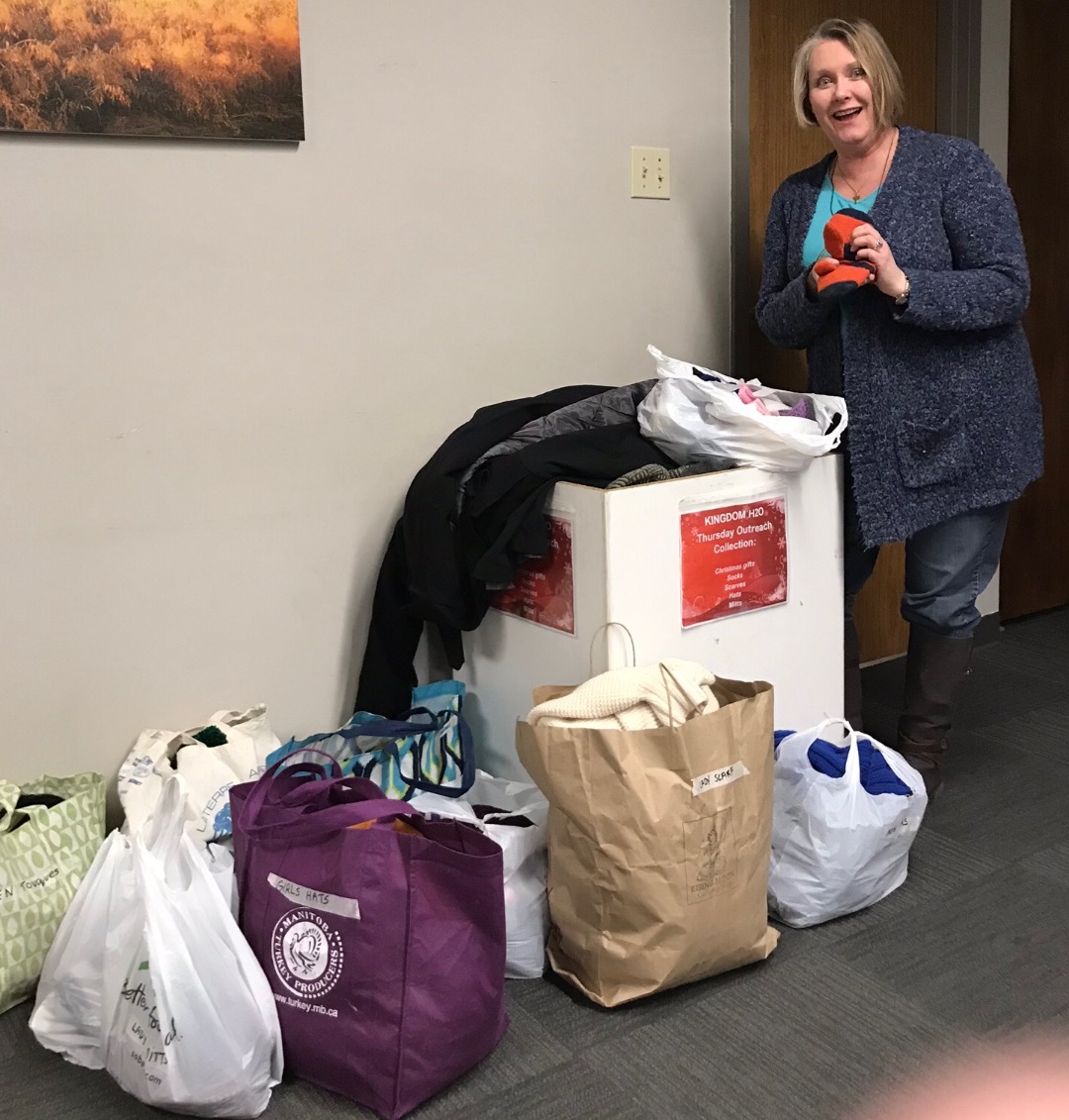 sorting through donations